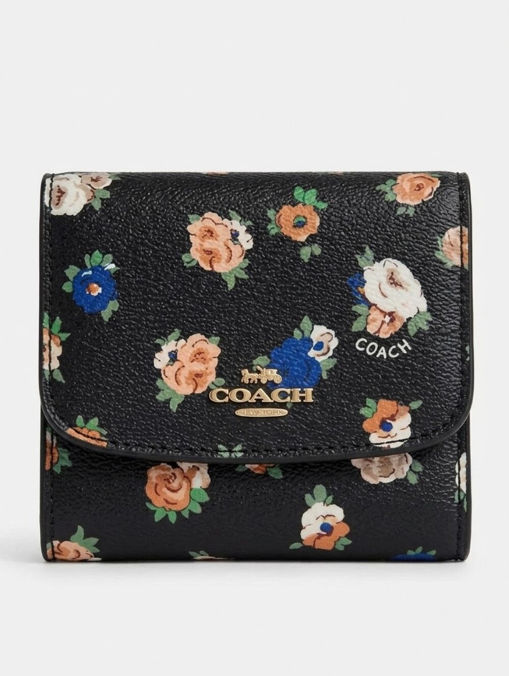 COACH Black Floral  Small Wallet
